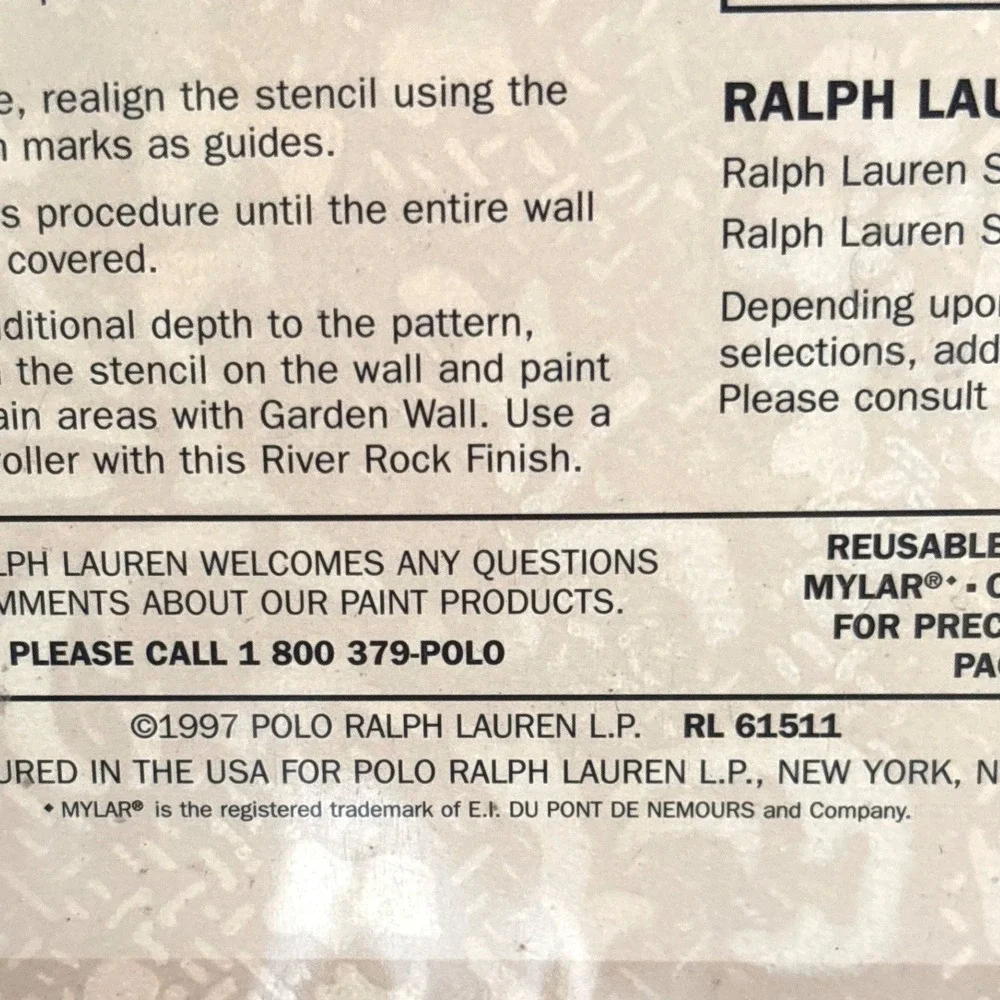 Ralph Lauren Queen Annes Lace Stencil Motif Vintage 1997 Wall Decor Kit